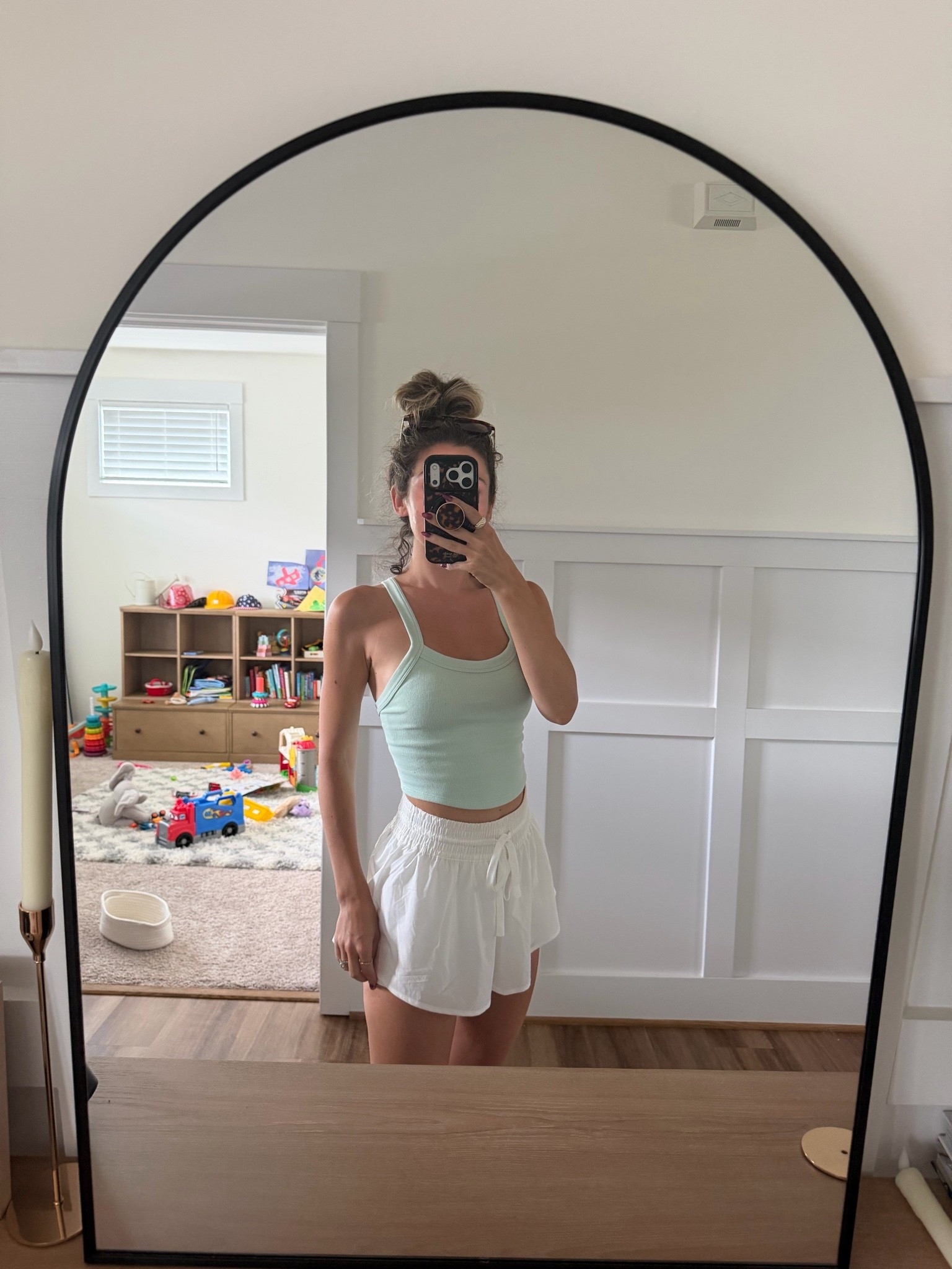 Today’s ootd for momming, walks and running around with banks! Size xs in my tank top and shorts!

#LTKootd #LTKmomlife #LTKPetite
