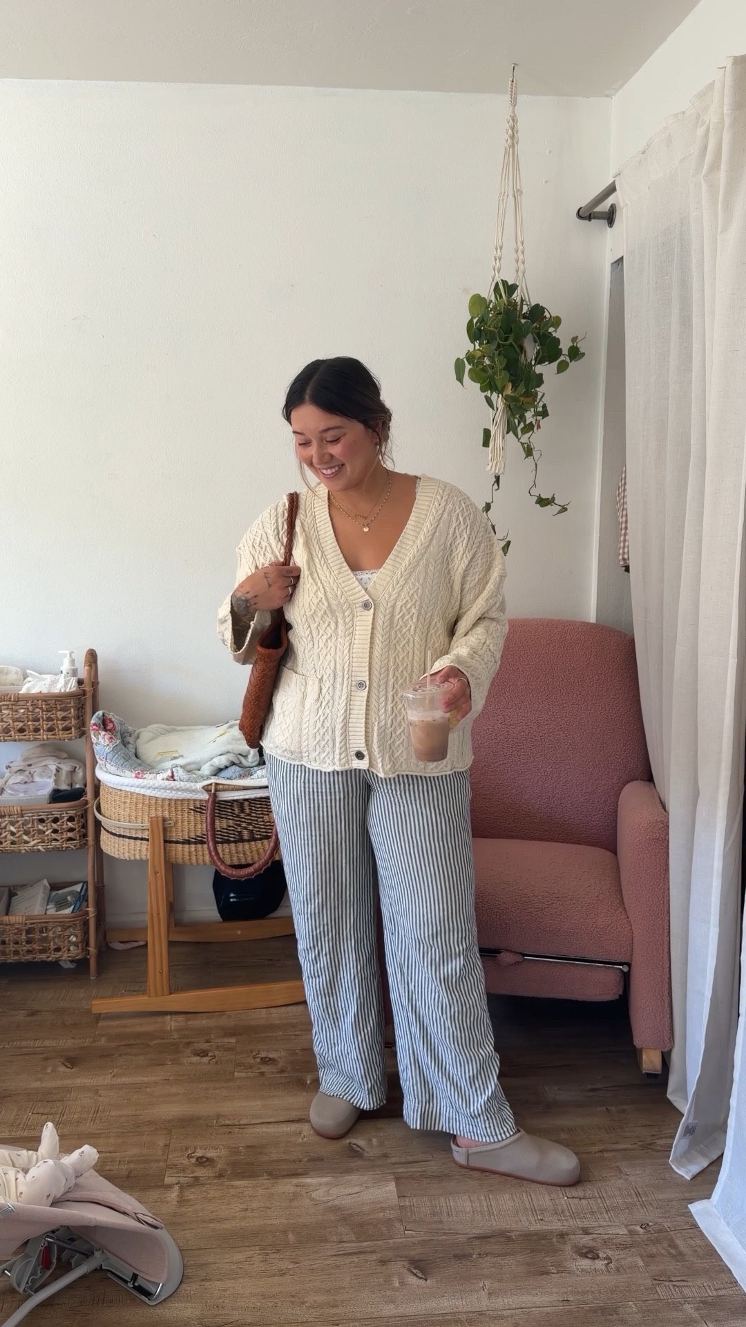 My current favorite outfit! Comfy and cozy and breastfeeding friendly ❣️

Cardigan: XL
pants: M (sold out linked similar!)
tank: mediumm