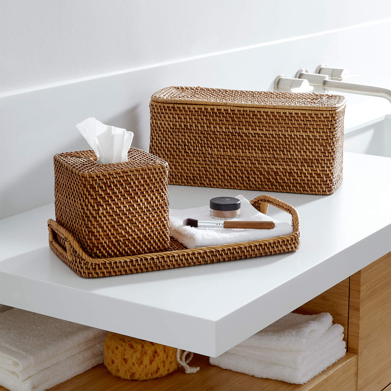 Sedona Honey Square Tissue Box Cover + Reviews | Crate & Barrel | Crate & Barrel