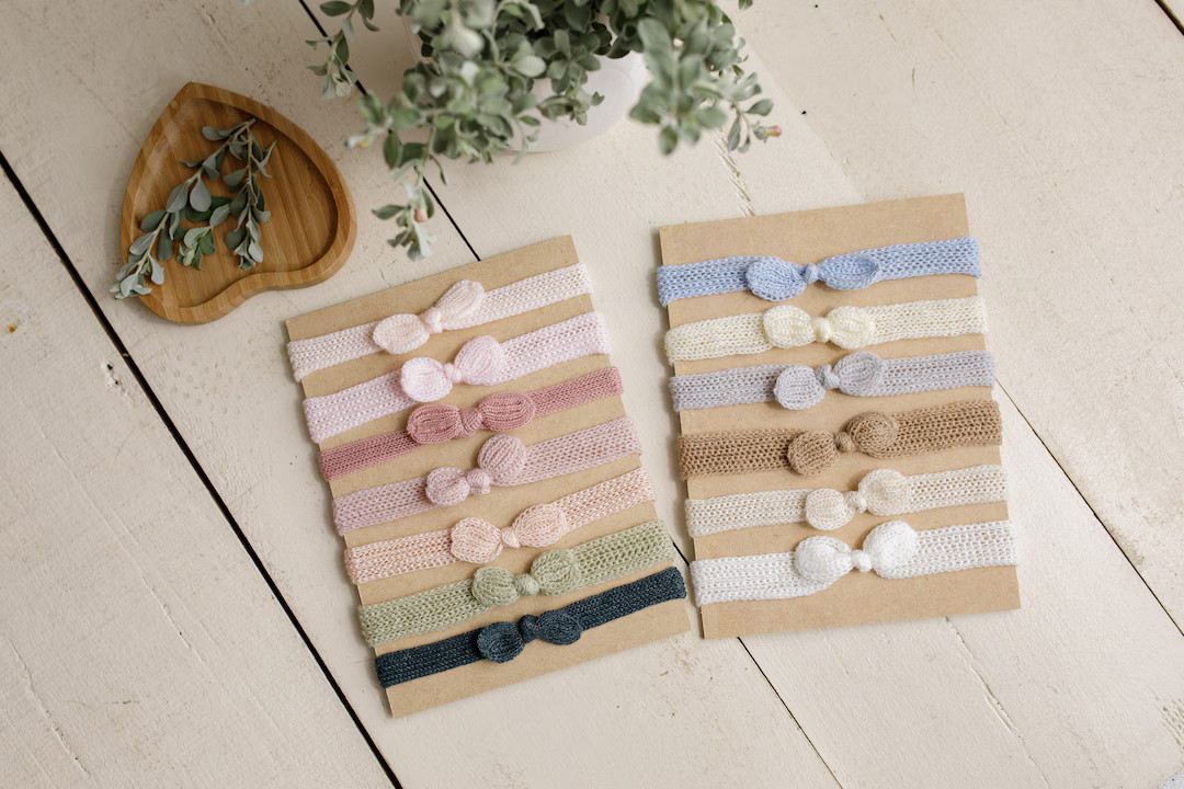 RTS Knit Newborn Headbands, Newborn Headbands, Newborn Girl, Photo Props, Tieback - Etsy | Etsy (US)