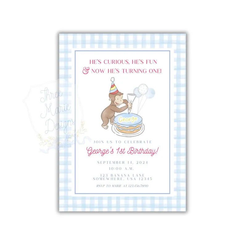 Curious Monkey Invite | Editable Monkey Invite | Book Theme Birthday Invite | Curious Monkey Birt... | Etsy (US)