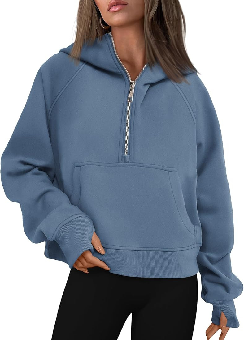 AUTOMET Womens Hoodies Half Zip Sweatshirts Fleece Jackets Tops Oversized Pullover Fall Outfits 2... | Amazon (US)
