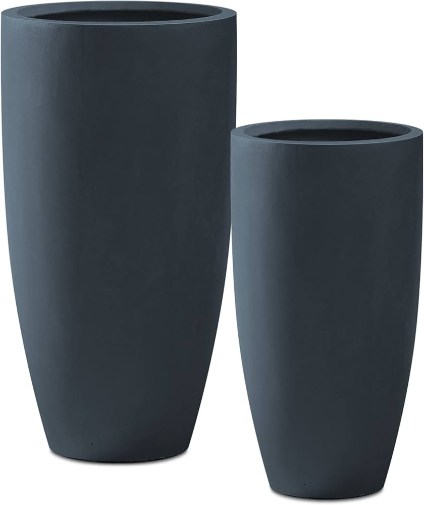 Kante 31.4" and 23.6" H Charcoal Finish Concrete Tall Planters Large Outdoor Indoor Decorative Pl... | Amazon (US)
