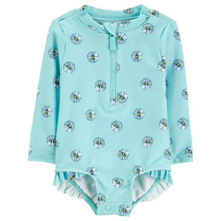 Carter's Child of Mine Baby Girl Long- Sleeve Rash Guard Swimsuit, One-Piece, Sizes 0/3-18M | Walmart (US)