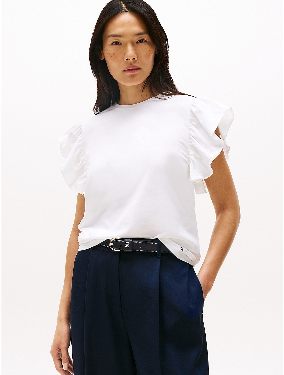 Tommy Hilfiger Women's Flutter-Sleeve T-Shirt - White - S | Tommy Hilfiger (US)