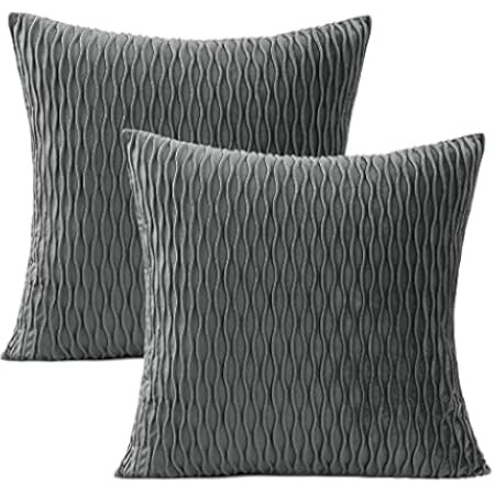 Booque Valley Throw Pillow Covers, Pack of 2 Super Soft Elegant Modern Embossed Patterned Gray Cushi | Amazon (US)