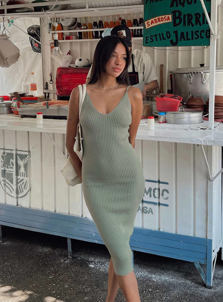 Oxford Midi Dress Green | Princess Polly US