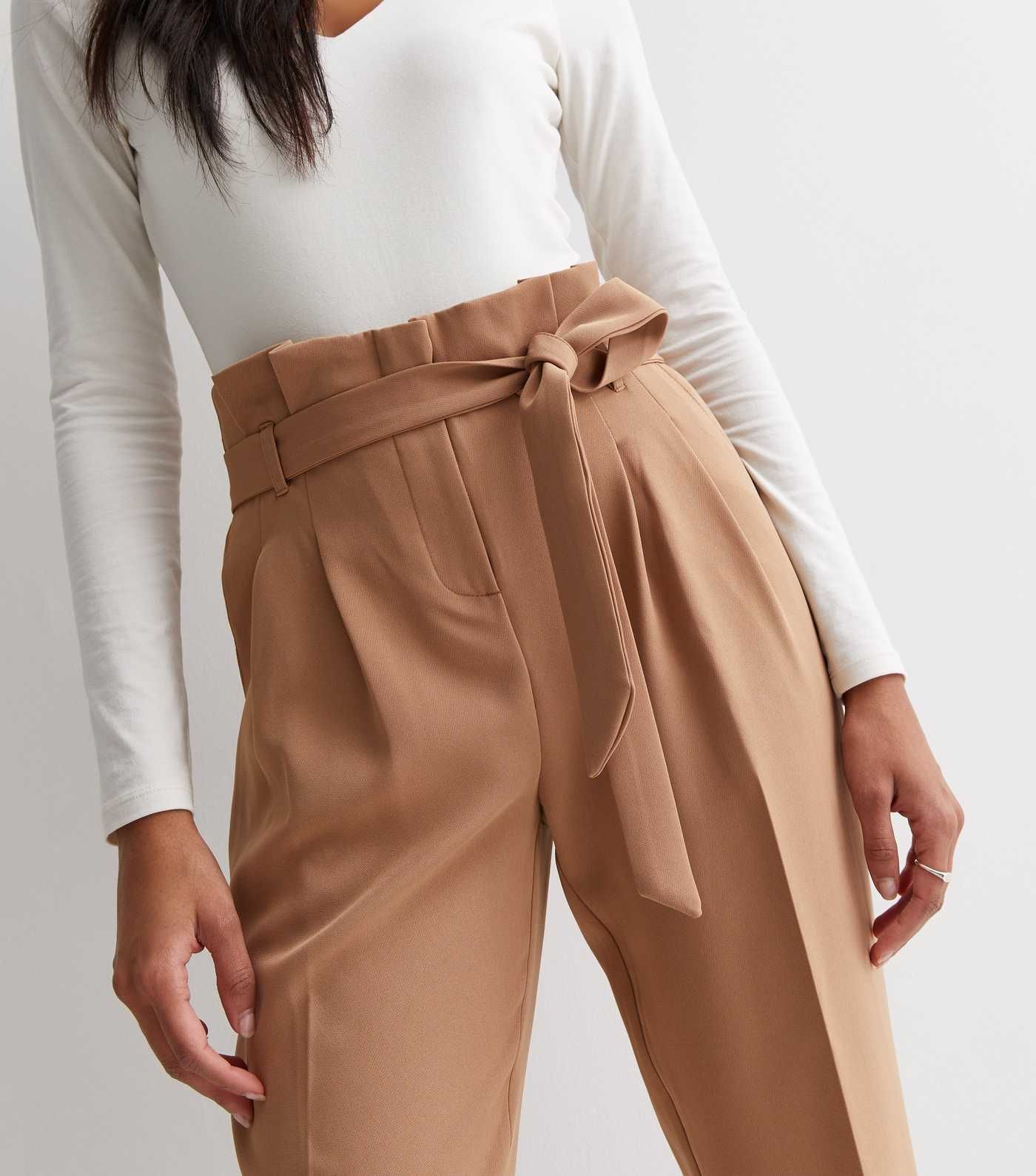 Camel High Waist Paperbag Trousers
						
						Add to Saved Items
						Remove from Saved Items | New Look (UK)
