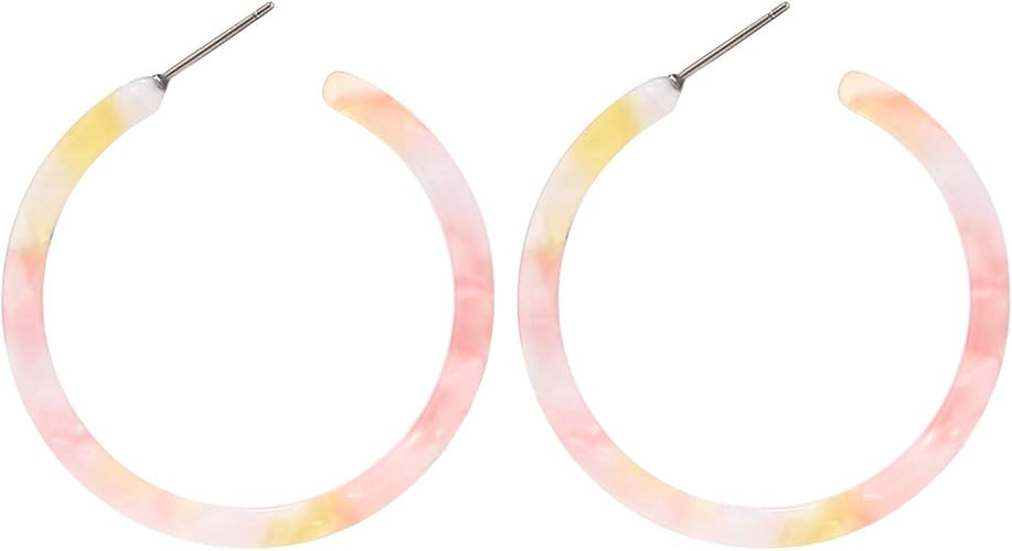 BaubleStar Tortoise Shell Resin Hoop Earrings Fashion Jewelry | Amazon (US)