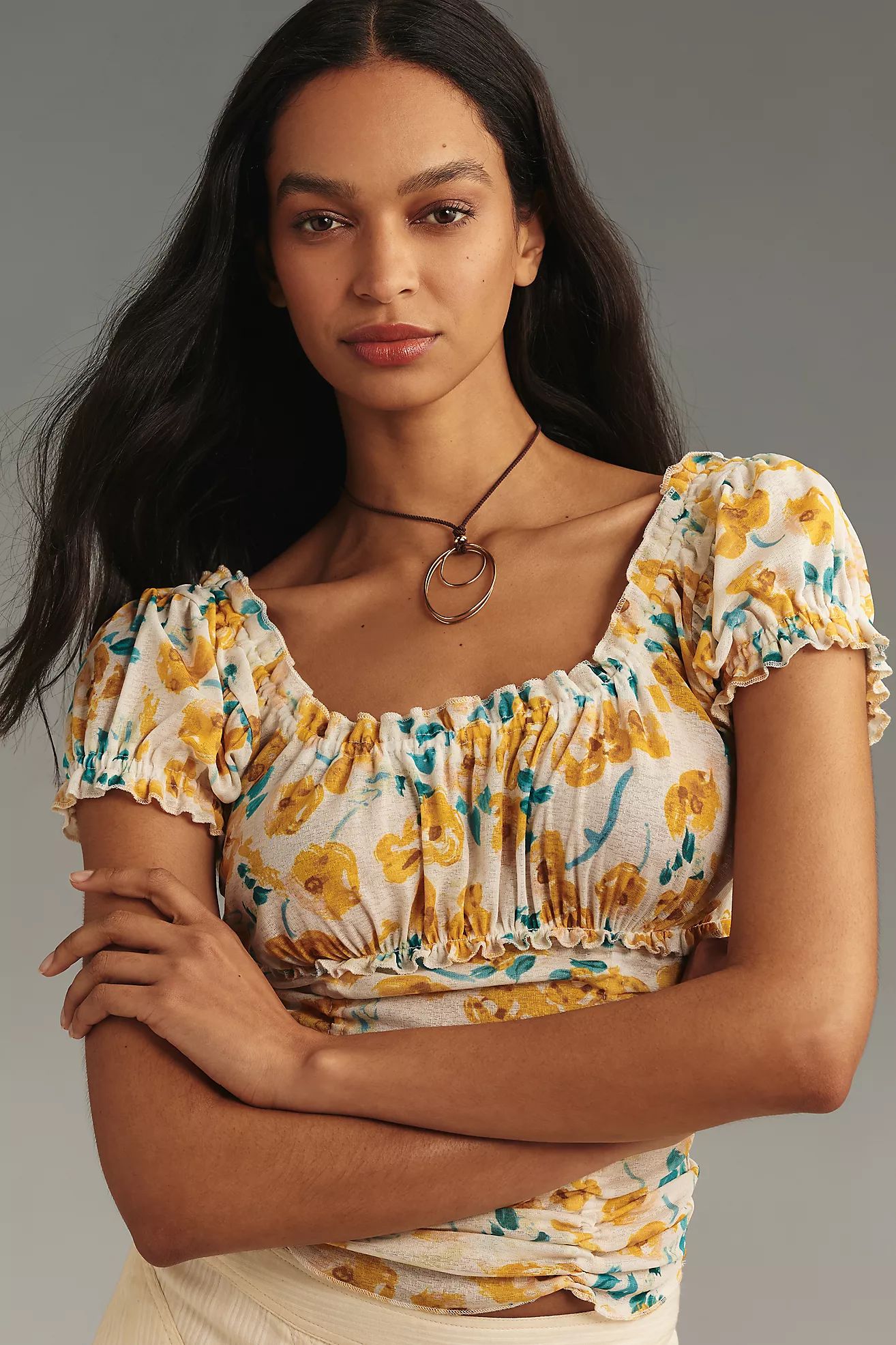 By Anthropologie Short-Sleeve Ruched Top | Anthropologie (US)