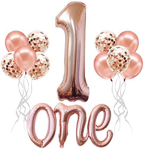 Large Rose Gold One Balloon for First Birthday - Number 1 Balloon, 40 Inch | 1st Birthday Girl Decor | Amazon (US)
