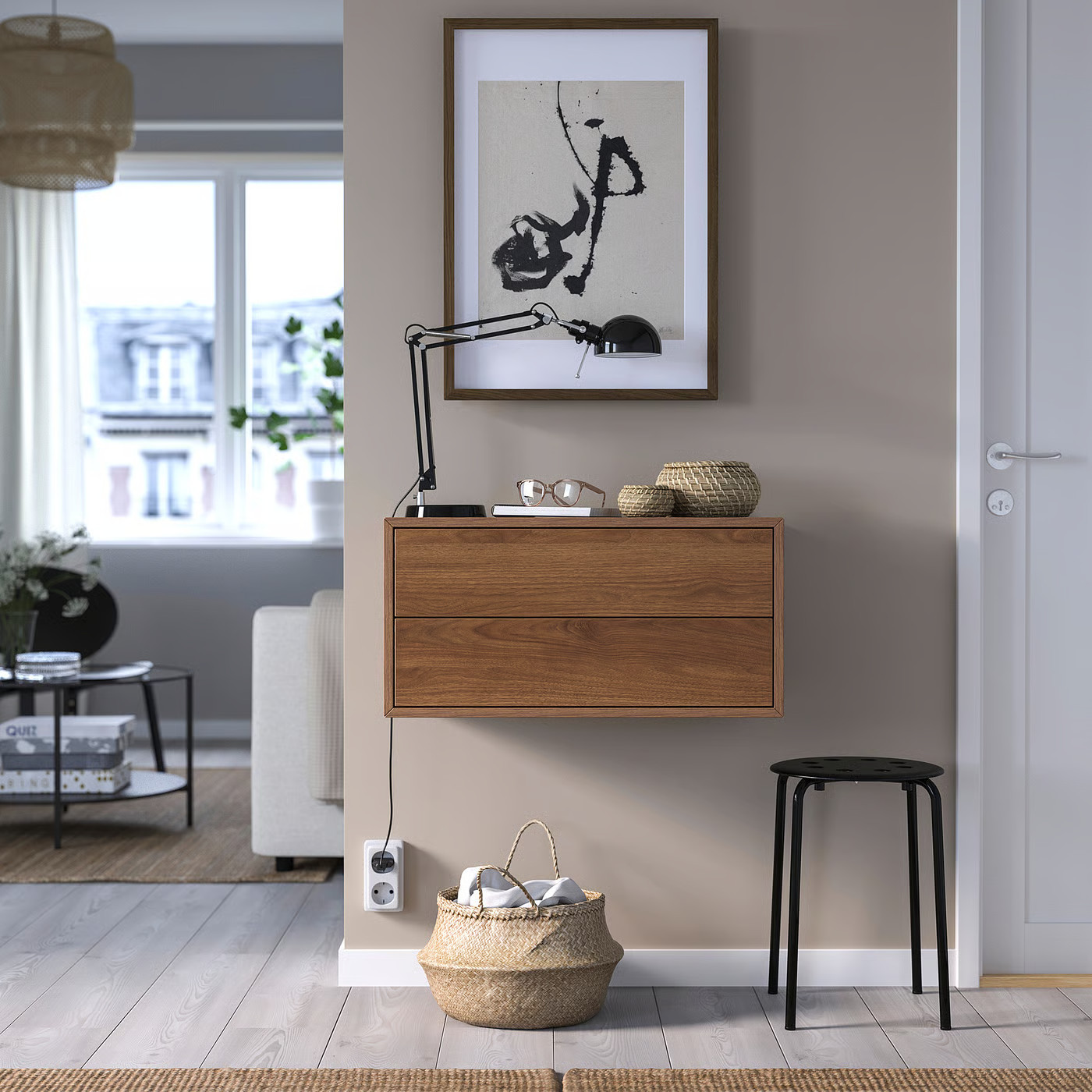 IKEA EKET wall-mounted storage combination, with 2 drawers/walnut effect, 27 1/2x13 3/4x13 3/4 | IKEA US