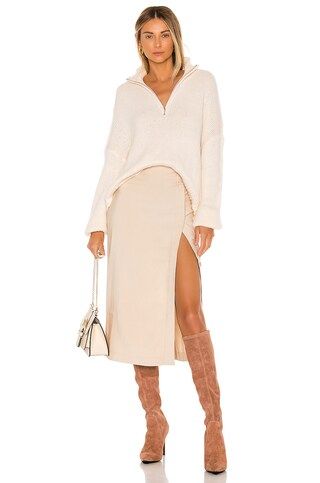 L'Academie Oliver Zip Up Sweater in White from Revolve.com | Revolve Clothing (Global)
