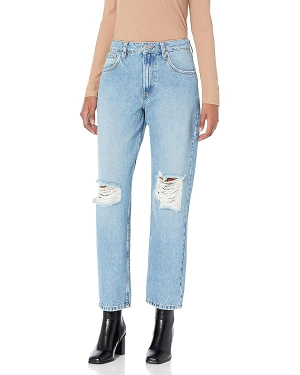 The Drop Women's Luca High-Rise Distressed Loose Straight-Fit | Amazon (US)