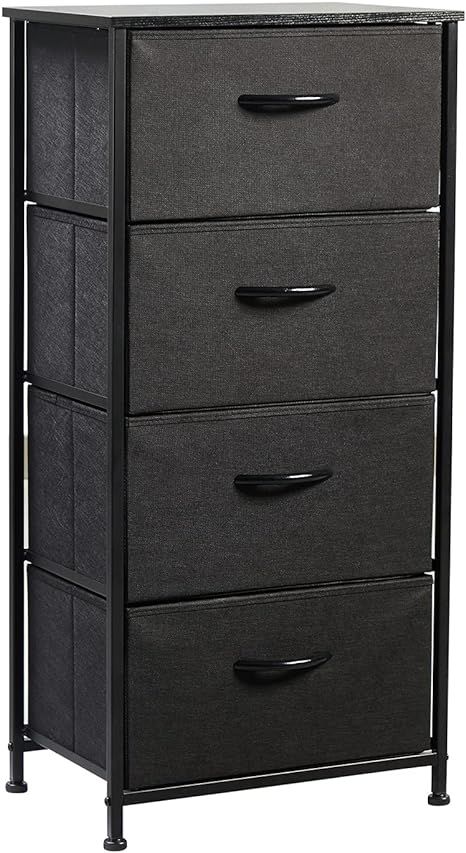 JAJUMUDO Dresser with 4 Drawers,Wood Fabric Drawers Tower with 4 Drawers Storage Unit,Wooden Top ... | Amazon (US)