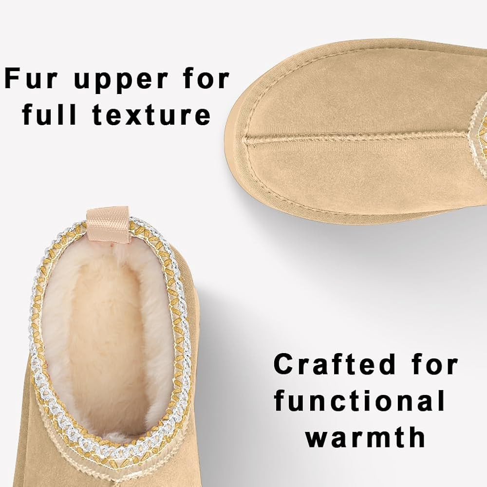 INPAKSA Women's Slippers Platform Mini Boots Short Ankle Boot Fur Fleece Lined Sneakers House sli... | Amazon (US)