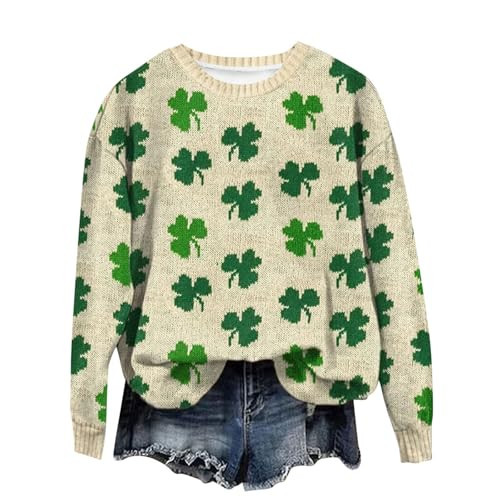 SMIDOW St. Patricks Day Shirts For Women Long Sleeve Crewneck Irish Sweatshirts Oversized Saint Patty's Pullover Tops saint patricks day tshirt XL | Amazon (US)