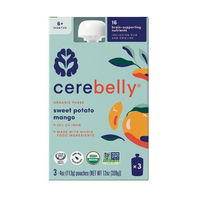 Cerebelly Organic Sweet Potato Mango Baby Meals - 4oz/3pk: Age 5 Months+, 2nd Stage, Pouch, Ready to Eat | Target