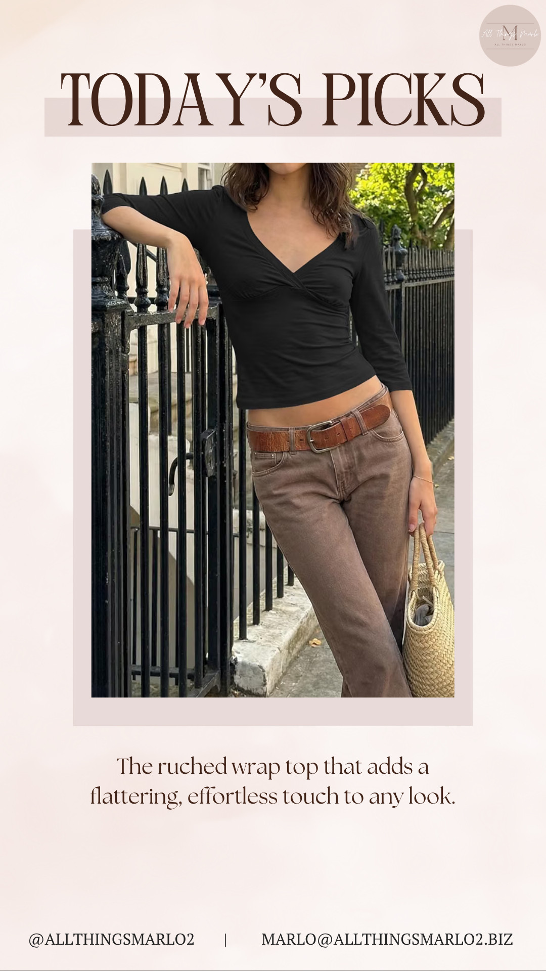 The ruched wrap top that adds a flattering, effortless touch to any look. 

 #LTKSeasonal #LTKWorkwear #LTKTravel
