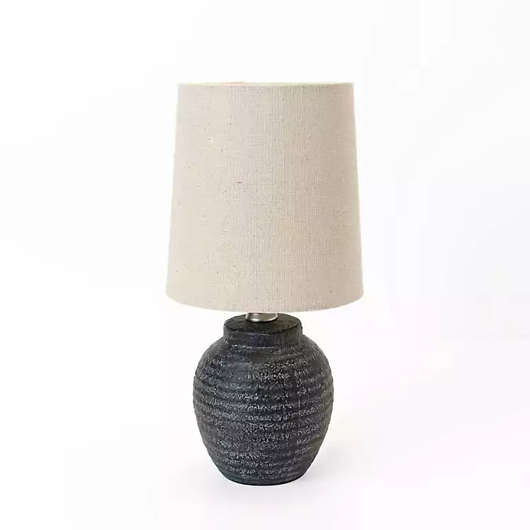 Matte Charcoal Ribbed Mini Table Lamp | Kirkland's Home