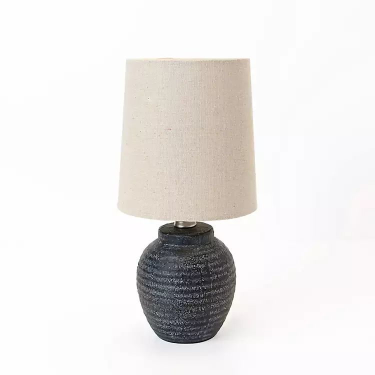 New! Matte Charcoal Ribbed Mini Table Lamp | Kirkland's Home