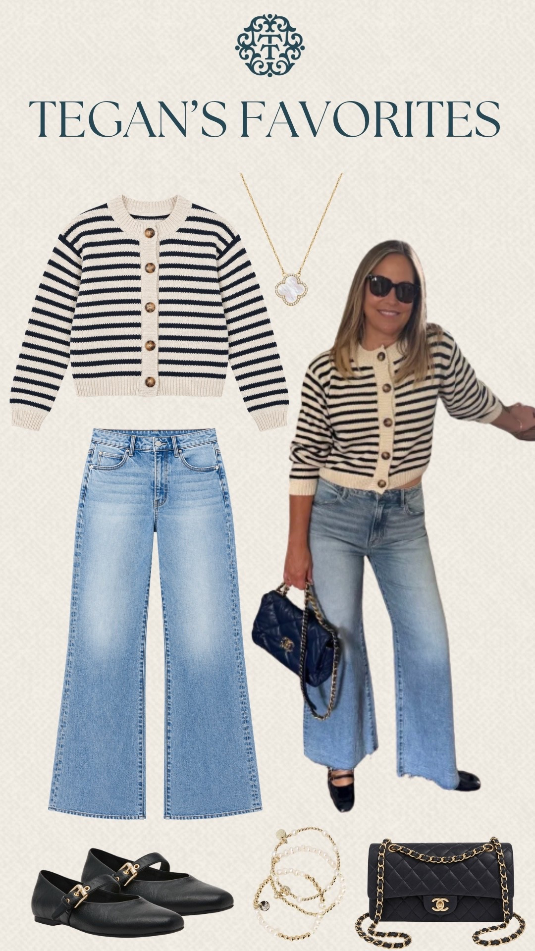 Tegan’s Favorites are giving us all the inspiration for a cute everyday fall look. This striped cardigan from Social Threads pairs perfectly with wide-leg jeans, black Mary Jane flats, and a few classic accessories. We love this combination for coffee runs, shopping days, or a casual lunch.

#LTKSeasonal #LTKOver40 #LTKMidsize
