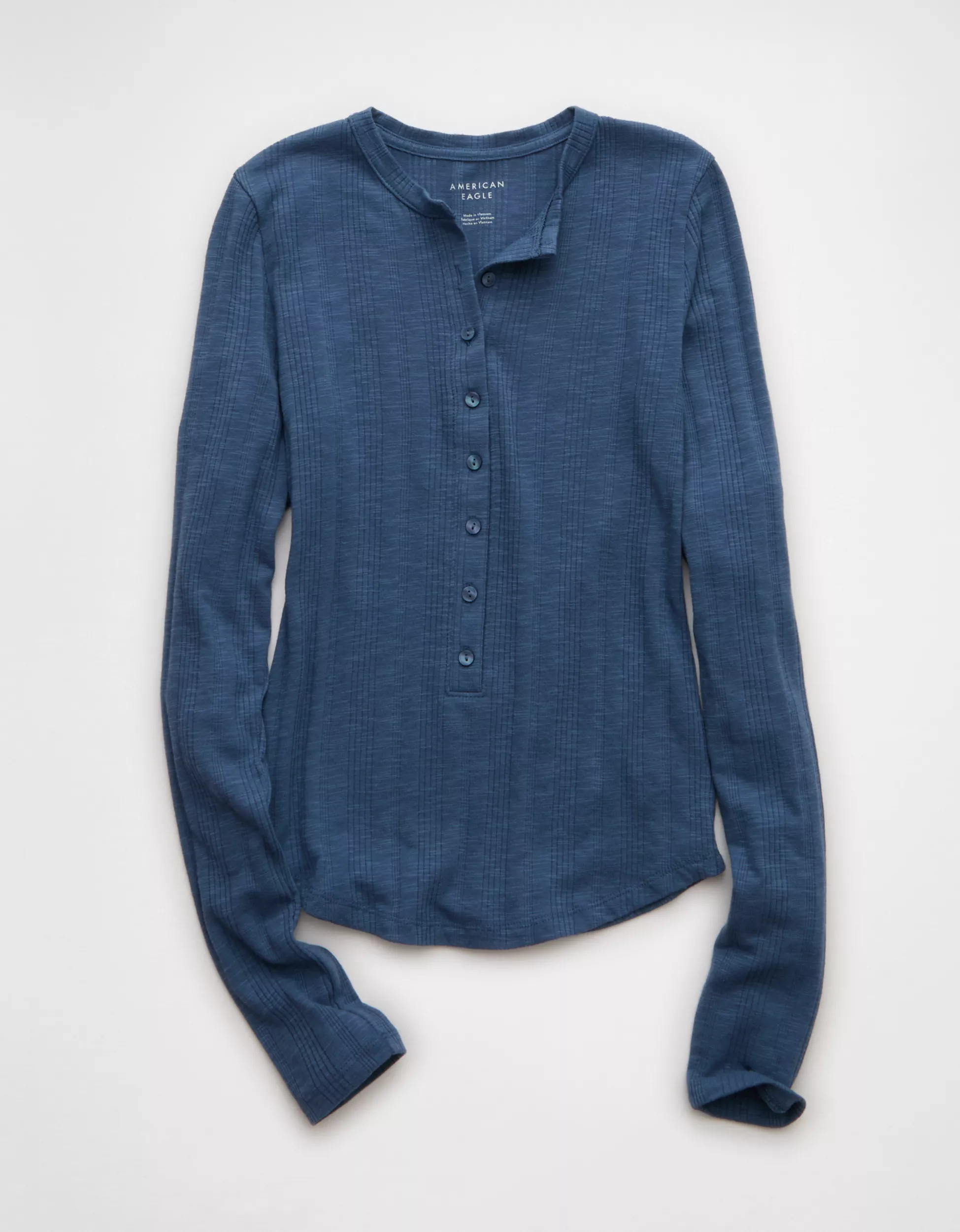 AE Long Sleeve Henley T-Shirt | American Eagle Outfitters (US & CA)