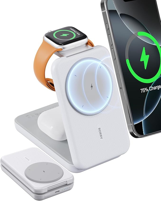 RORRY Portable Charger, 3-in-1 Charging Station 10000mAh Portable Charger Power Bank for MagSafe ... | Amazon (US)