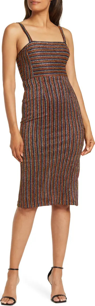 Donna Morgan Metallic Stripe Midi Dress | Nordstromrack | Nordstrom Rack
