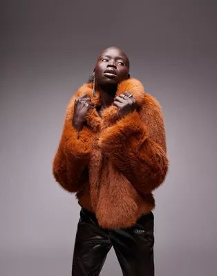 Topshop Petite faux fur coat in toffee | ASOS (Global)