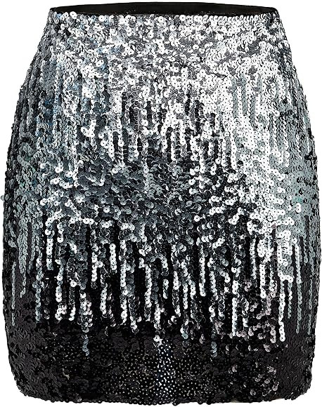 Durio Sequin Skirt for Women Glitter Skirt Short Women's Sexy Midi Skirt Hip Skirt with Elastic W... | Amazon (UK)