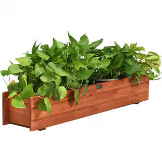 36 in. Brooklin Stained Brown Wood Planter Box (36 in. L x 6.5 in. W x 5.8 in. H) | The Home Depot