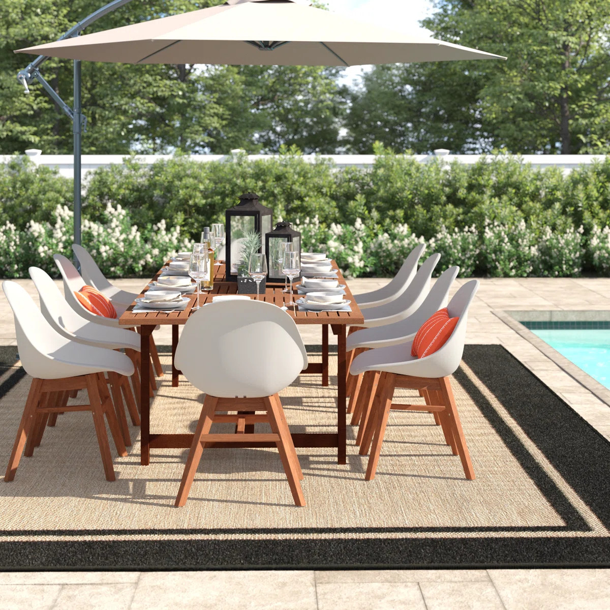 Anautica 10 - Person Wood Patio Dining Set with Rectangular Table | Wayfair North America