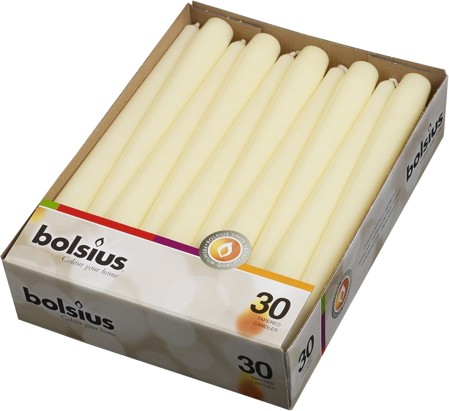 BOLSIUS Long Household Ivory Taper Candles - 10-inch Unscented Premium Quality Wax - 7.5 Hour Lon... | Amazon (US)