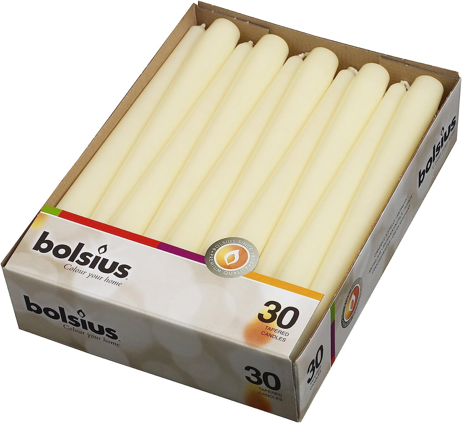 BOLSIUS Long Household Ivory Taper Candles - 10-inch Unscented Premium Quality Wax - 7.5 Hour Lon... | Amazon (US)
