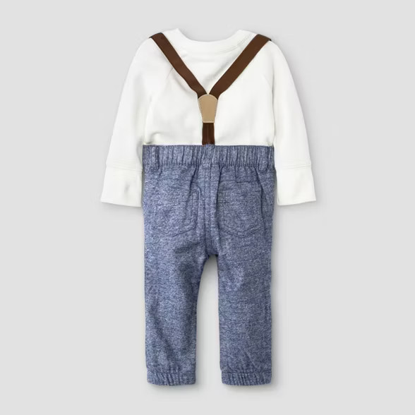Baby Boys' Thermal Suspender Top & Bottom Set - Cat & Jack™ Cream | Target