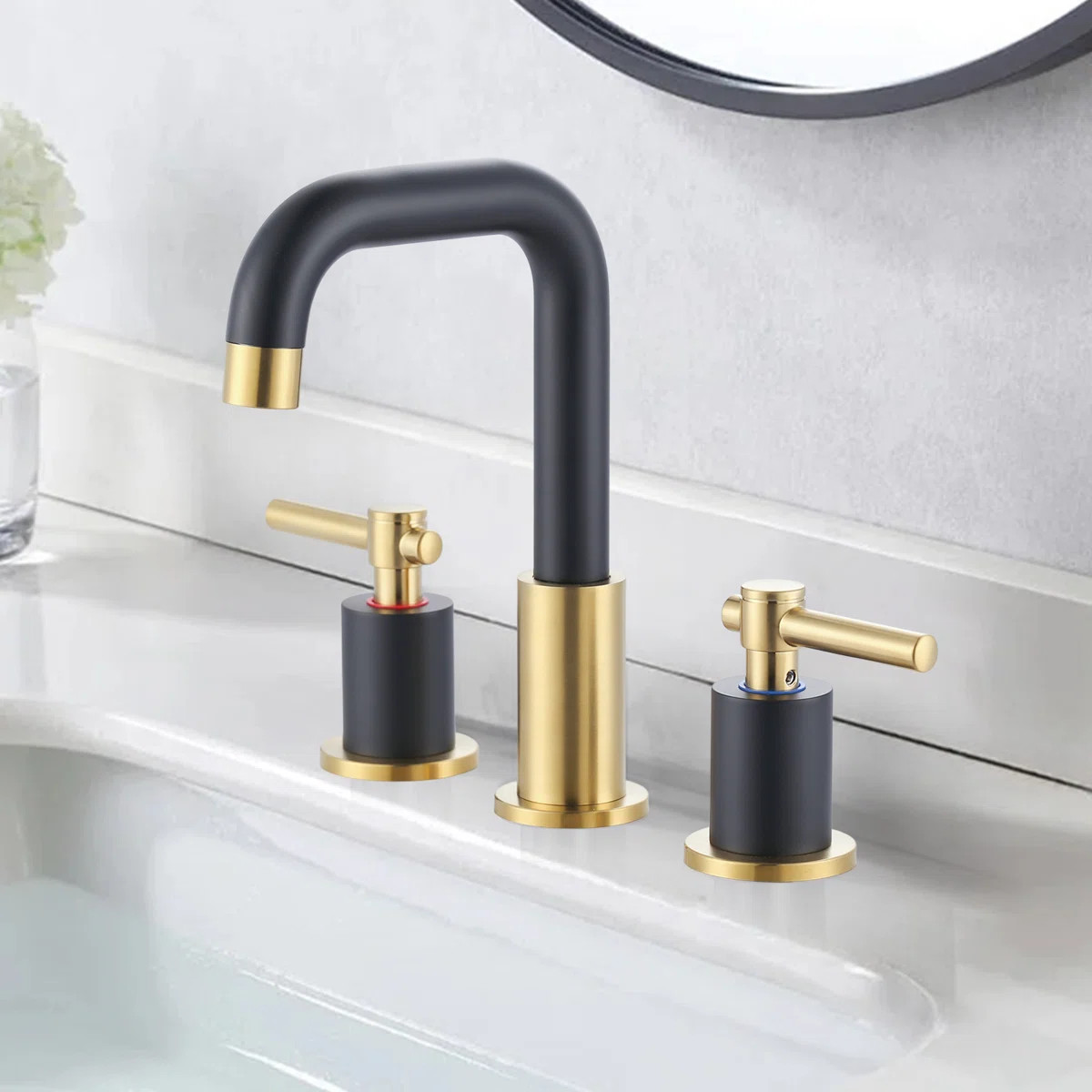 8 In. Widespread Double Handle Bathroom Faucet With Pop-Up Drain Kit Included And Supply Lines AR... | Wayfair North America