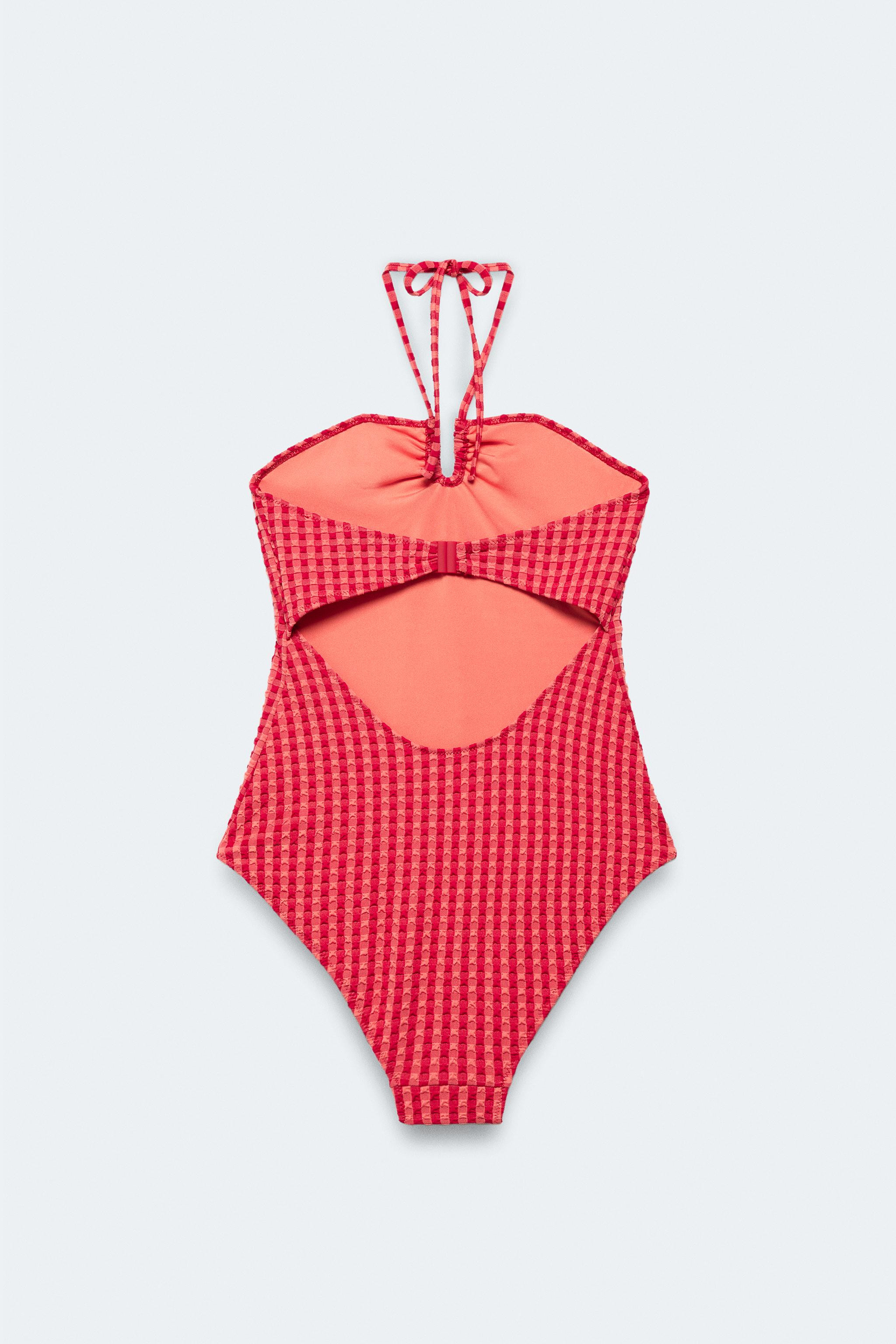 LIMITED EDITION GINGHAM HALTER SWIMSUIT | Zara US