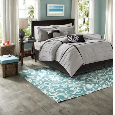 -piece Grey Bedding Sets, Faux Suede Polyester Comforter With Decorative Pillows For Modern Bedroom | Wayfair North America