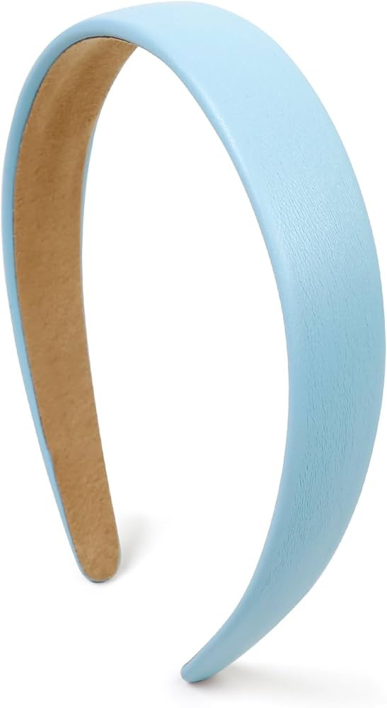 Blue Headbands for Women Light Blue Hairband Faux Leather Headband for Women and Girls Plastic Ha... | Amazon (US)