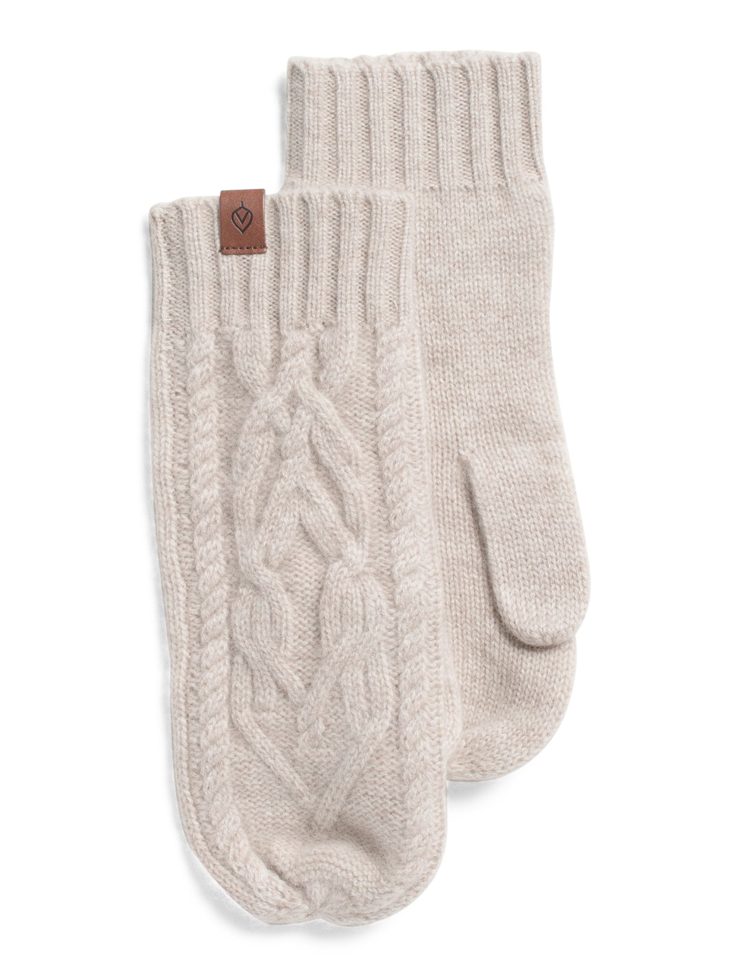 Twisted Cable Cashmere Mittens | TJ Maxx