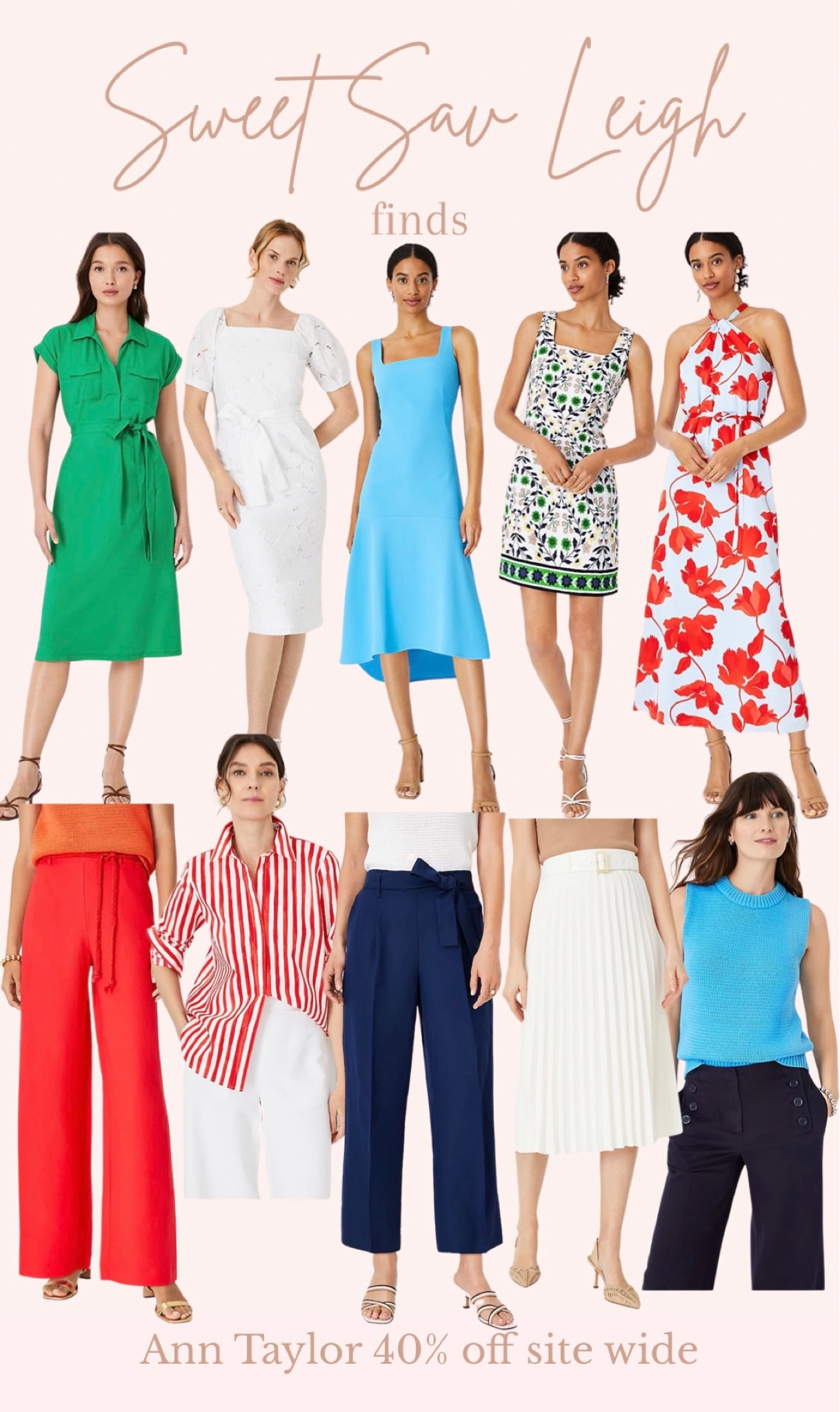 Ann Taylor Memorial Day sale- 40% off your purchase 

#LTKFind #LTKSeasonal #LTKsalealert