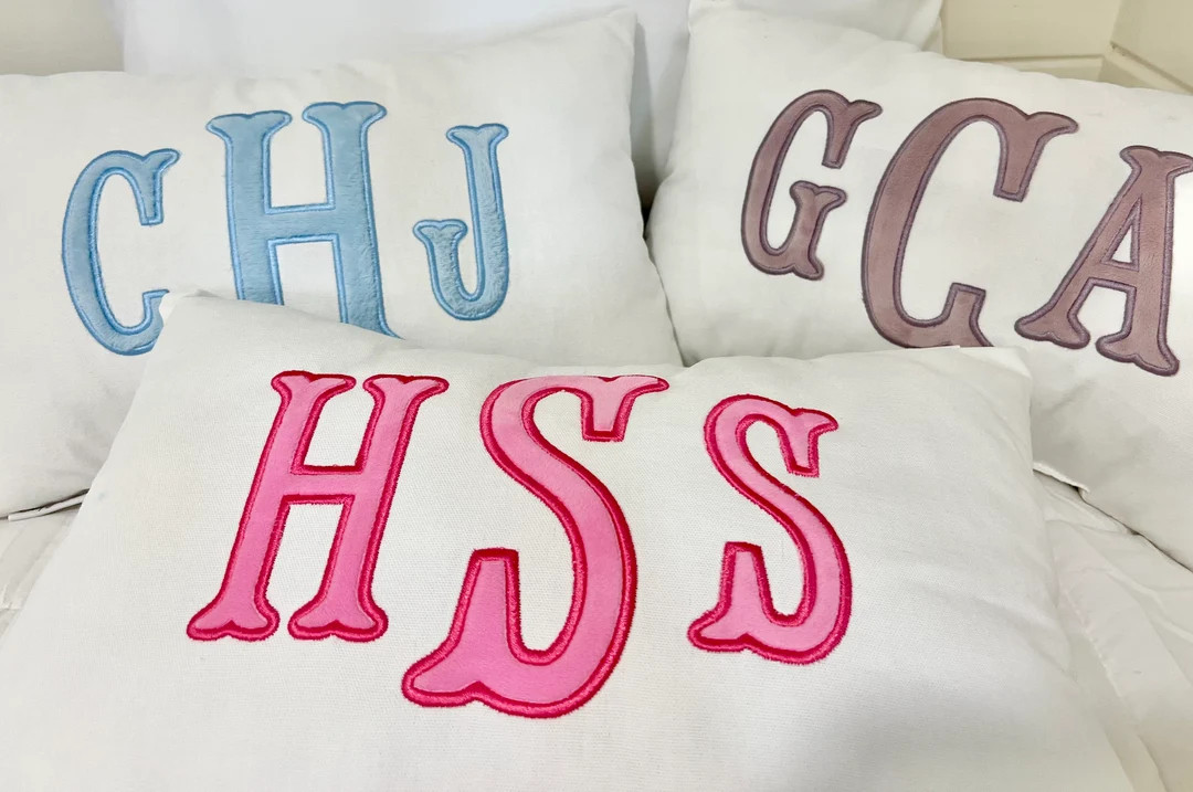 Personalized Applique Monogram Pillow, Custom Dorm Pillow, Dorm Decor, Nursery Pillow, Monogramed... | Etsy (US)