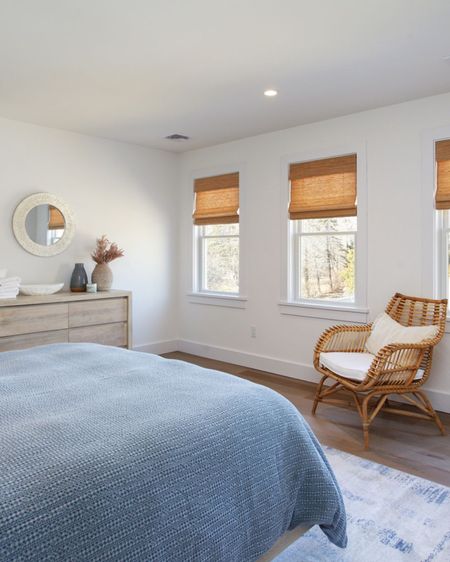 Another beautiful & serene bedroom at the Making Waves beach house rental on Cape Cod! Link to this gorgeous 4 bed, 3.5 bath beach house rental is in my IG bio! Mention Casually Coastal during the booking process for a free gift card to Osterville Fish Too!
-
home decor, coastal decor, beach house decor, beach decor, beach style, coastal home, coastal home decor, coastal decorating, coastal interiors, coastal house decor, home accessories decor, coastal accessories, beach style, blue and white home, blue and white decor, neutral home decor, neutral home, primary bedroom, guest bedroom, coastal bedroom, beach house bedroom, blue bedding, pottery barn duvet cover, rattan accent chair, serena & lily chair, bedroom chair, neutral rug, bedroom rug, 9x12 rug, 8x10 rugs, light wood dresser, pottery barn dresser, round mirror, capiz mirror, cayman dresser, platform bed, coastal bed 

#LTKhome