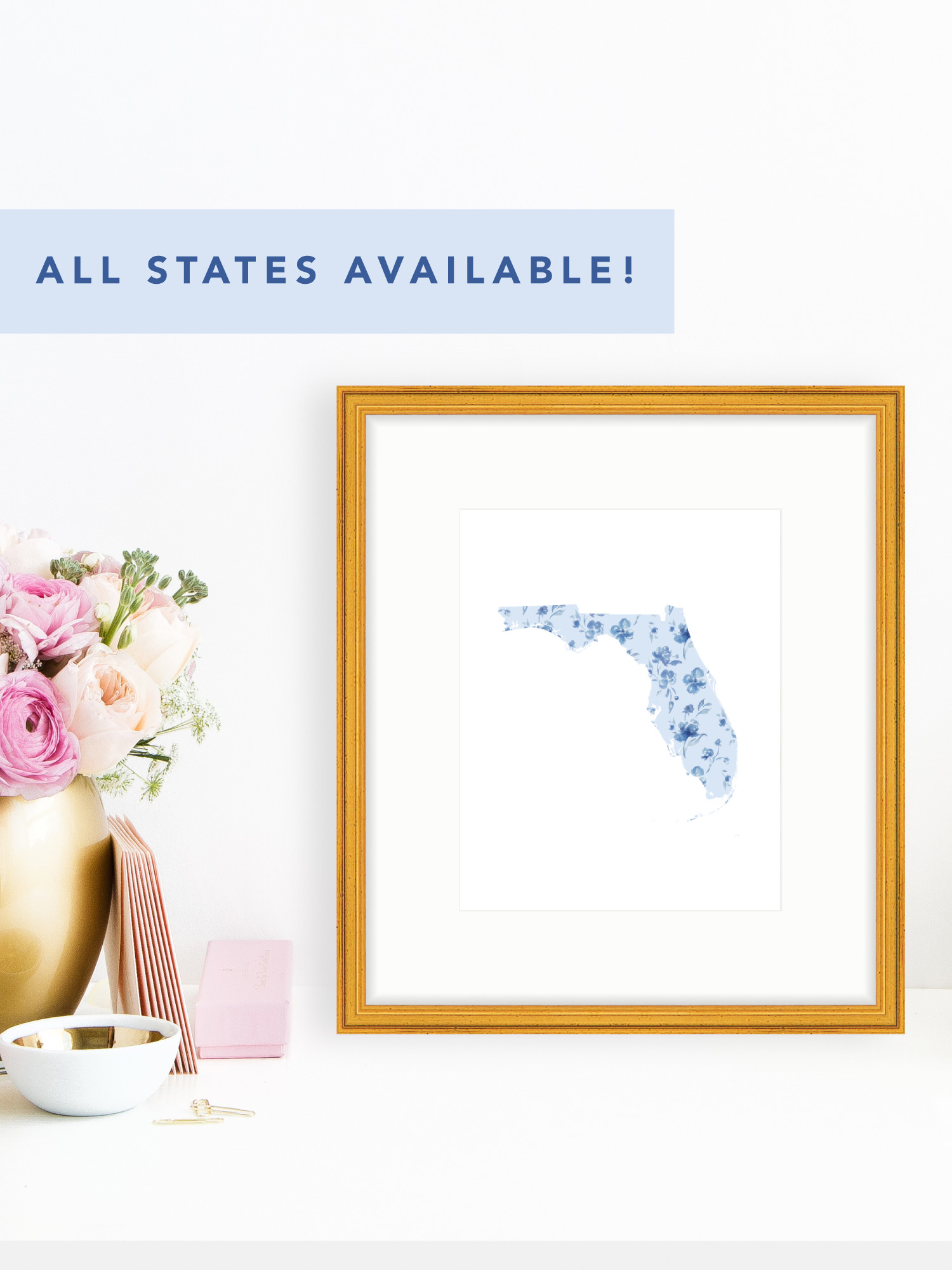 Watercolor Floral State Silhouette Art Prints — Simply Jessica Marie | Simply Jessica Marie