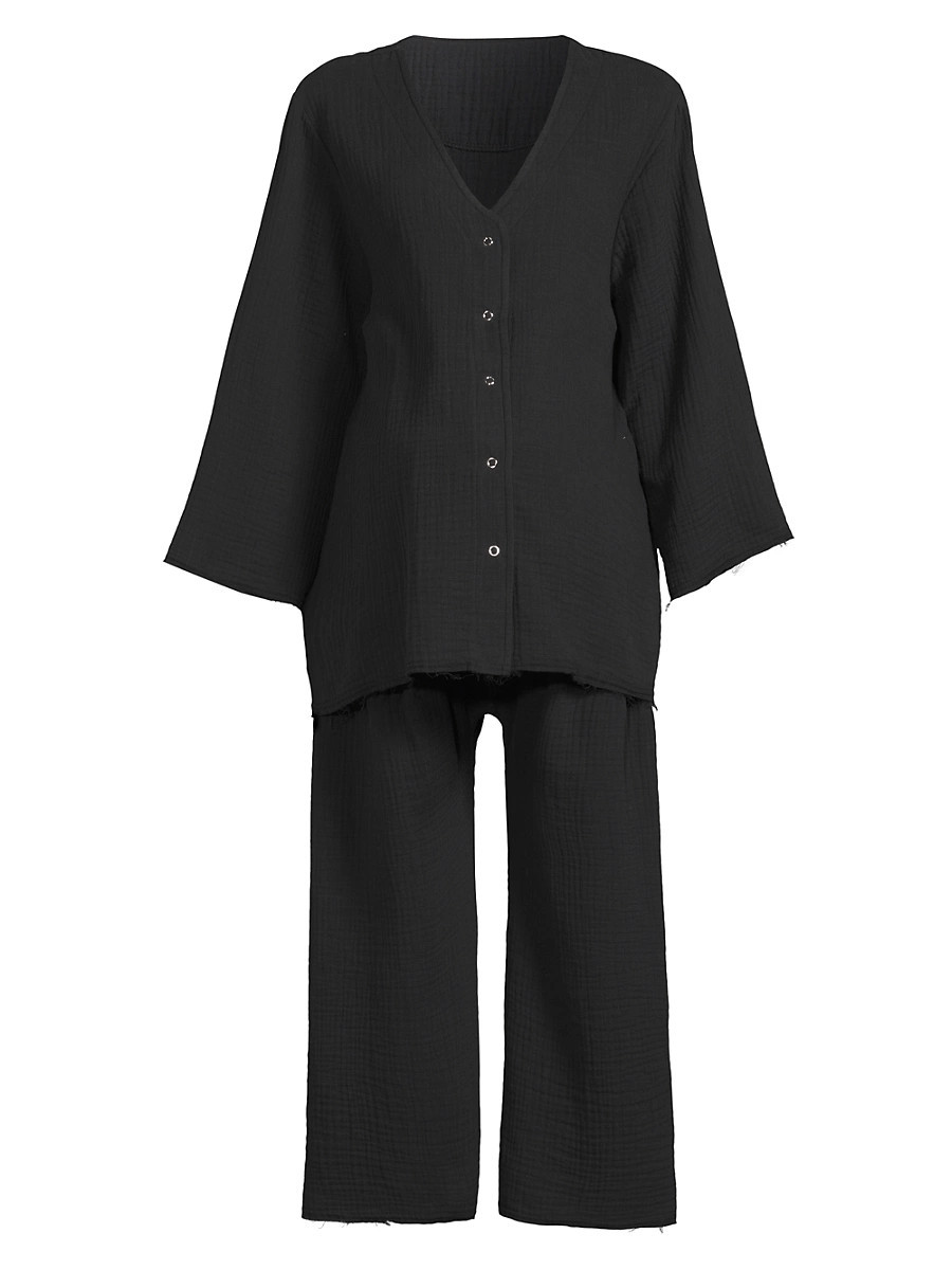 Women's Gauze Nursing Set - Black - Size Small | Saks Fifth Avenue