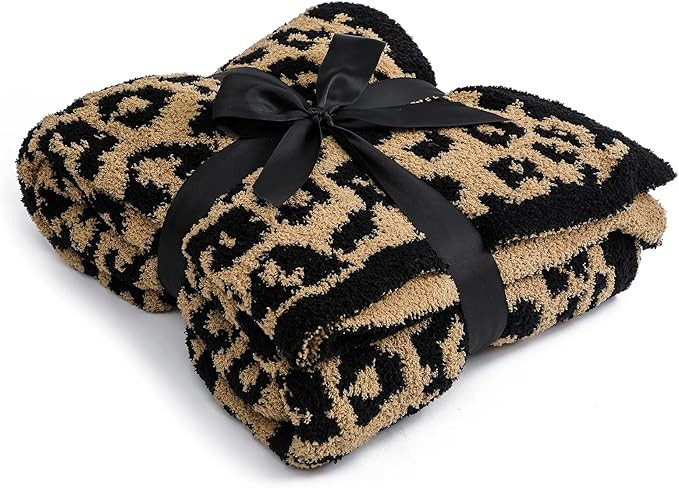 Bearberry Fuzzy Leopard Knitted Throw Blanket Soft Cozy Warm Microfiber Blanket for Couch Sofa Be... | Amazon (US)