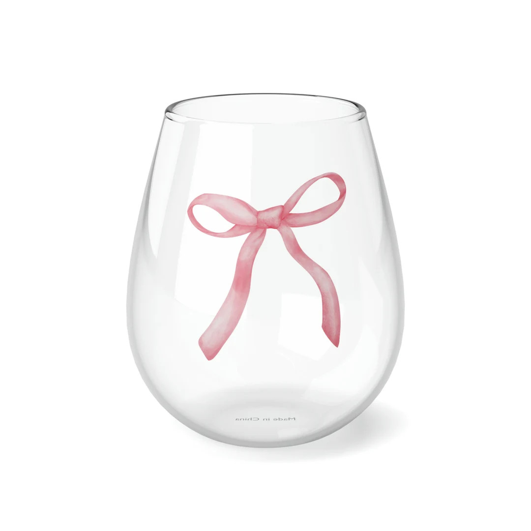 Coquette Pink Bow Wine Glass, Ballet Chic French Aesthetic Trendy Feminine Décor Vintage Style S... | Etsy (US)