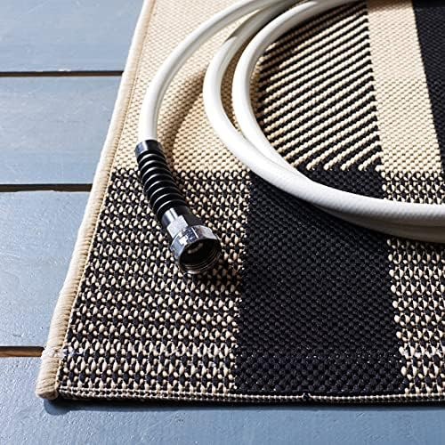 SAFAVIEH Courtyard Collection 2' x 3'7" Black/Bone CY6201 Plaid Indoor/ Outdoor Waterproof Easy C... | Amazon (US)