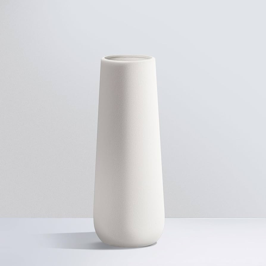 White Ceramic Vase Modern Minimalist, 9 inch Boho Vase for Pampas Grass Vase for Home Decor, Off-... | Amazon (US)